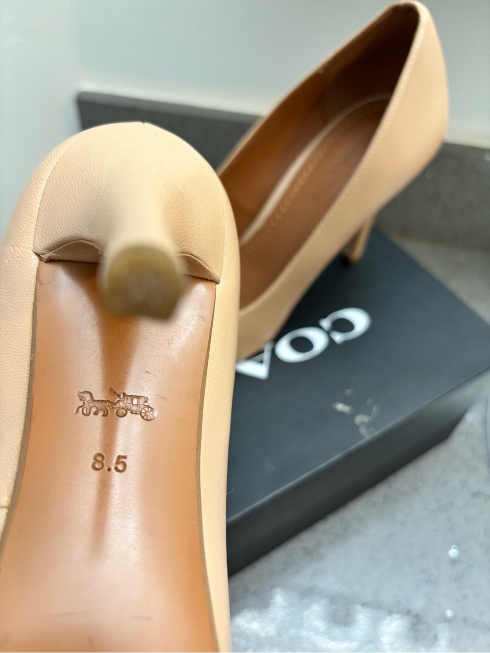 Coach Beige Leather Pointed-Toe Heels - Picture 6 of 6
